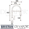 Bristan Liquorice Professional Sink Mixer Pull Down Spray Tap Dimensions